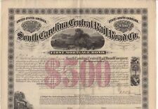 1871 $500 South Carolina Central Railroad Co. First Mortgage Bond picture
