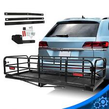 500lbs Foldable Hitch Cargo Carrier Mounted Basket Luggage Rack w/ 2