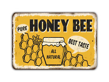 Honey Bee Sign All Natural Vintage Style picture