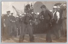 RPPC Sailors Boxing on Warship. Close UP View. 1910/1920s View Postcard Nice picture
