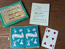 VINTAGE 1950s CANASTA PLAYING CARD SET COMPLETE WITH INSTRUCTIONS ORIGINAL BOX picture