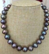AAAAA LUSTER 11-12mm REAL natural Tahitian black pearl necklace 18