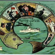 c1910s German Marine-Gruss Fish Steamship Multiview of a Navy Sailor's Life A171 picture