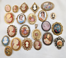 Cameo Style Brooch Pin Pendant Vintage Oval Portrait Couple Classic Lot Of 22 picture