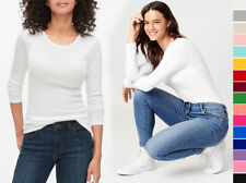 Women's Premium Cotton Basic Long Sleeve T-Shirt Top Soft Knit Solids Crew Neck picture
