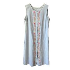 vintage Flowered 90’s midi Chambray sleevless dress womens size Medium picture