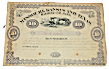 1889 MISSOURI KANSAS TEXAS RAILWAY MKT CAPITAL STOCK TEN SHARE CERTIFICATE picture