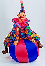 Vtg Circus Clown Ceramic COSMO Balancing on Pink & Blue Ball Bright Clown Colors picture