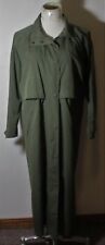 Women's L.L. BEAN Green Full Zip Trench Overcoat Size M Petite picture