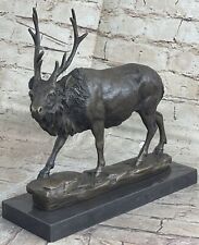 M.Lopez Hot Cast Stag Buck Deer Cabin Lodge Decor Bronze Sculpture Figurine picture