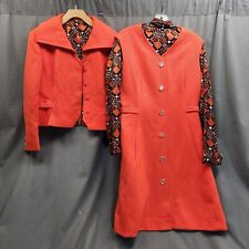 Vtg 1960s Mod Wool Jumper A-Line Orange Dress Top Jacket Set Med. Hirshleifer's picture