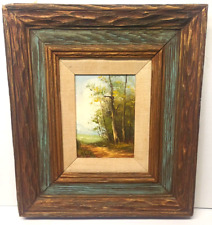Vintage Signed by Blake Artist Framed Original Oil Painting Canvas Forest Scene picture