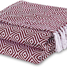 Hand Woven 100% Cotton Decorative Throw Blanket  All Season Diamond 50''x60'' picture