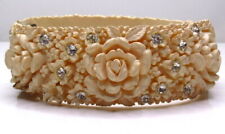 Vintage Clear Rhinestone Bracelet Bangle Featherlite  Floral Roses  picture
