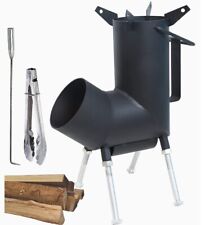 Rocket Stove Portable Wood Burning Camping Stove With Fire Poker And Tongs picture