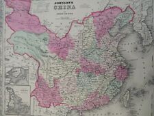 China Qing Empire Canton Taiwan Hong Kong 1863 Johnson & Ward map Scarce Issue picture