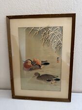 Vtg Antique Japanese Ohara Koson Hoson Woodblock Print Mandarin Ducks in Snow picture