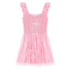 Shirred Adult Pink Satin Summer Diaper Dress picture