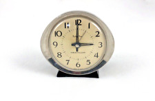 Vintage Mid Century WESTCLOX Baby Ben Alarm Clock Black & Silver Body Ivory Face picture