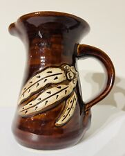 VINTAGE Glazed Pottery Jug / Pitcher with Gumnut Leaf, Stamped Base.. picture