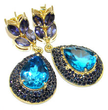 Blue  Perfection London Blue Topaz  18K Gold over .925 Sterling Silver earrings picture