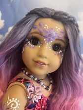 OOAK American Girl Doll Mermaid 18” Purple Pink Ombre Hair Facepaint Custom picture