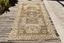 Turkish Rug 4x9 Rug Handwoven Kars Carpet 150x300cm Natural Wool Vintage Rug picture