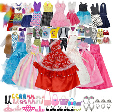 100PCS Barbie Clothes Doll Fashion Wear Clothing Outfits Dress up Gown Shoes Lot picture