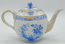 Antique (1920-30s) HEREND Blue Indian Basket Teapot 4.25