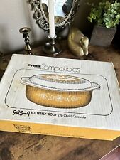 Vintage Pyrex 945 Butterfly Gold 2.5 Q Casserole Dish And Lid Orginal Box picture