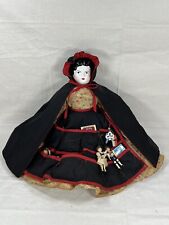 Antique China Head, Legs And Shoes 14” Doll With Cloth Body Posable Apron w/Toys picture