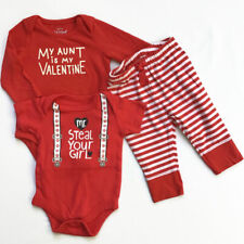 VALENTINE'S DAY Baby Boy Size 0-3 Mos. Newborn Clothes Outfit Bodysuit 3 Pc. Lot picture