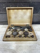 Antique Watchmakers Crystal Hand Press Repair Tool With Wooden Case picture