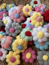 20 Handmade Crochet Mix Color Flowers Applique Embellishment Craft picture