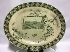 RARE ANTIQUE POWELL BISHOP & STONIER PB&S OVAL TRANSFERWARE PLATTER RD3 19THC  picture