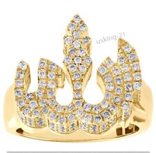 925 Silver Gold Plated 3.00Ct Simulated Diamond Islamic Arabic  Ring picture