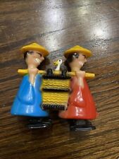MARX 1960's CHINA MEN CHINESE MEN W/ DUCK HARD PLASTIC INCLINE RAMP WALKER TOY picture