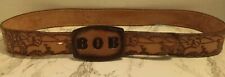 Vintage Bob Belt Buckle And Deer Graphics Leather Name Belt(42 In.) picture