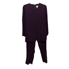 Vintage J.T. Collection Plum Purple 2 Piece Top with Pants Outfit Size 16 picture