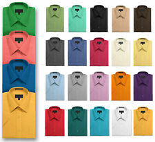 Men's Solid Color Regular Fit Button Up Premium Short Sleeve Dress Shirt picture
