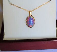 Beautiful Rare Vintage Fire Opal Cabochon Oval Yellow Gold Pendant picture