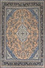 Vintage Muted Peach Hamedan Area Rug 9x12 ft Hand-knotted Low Pile Wool Carpet picture