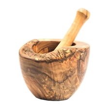 Mediterranean Olive Wood Mortar & Pestle. Rustic Style. Authentic, Handcrafted. picture