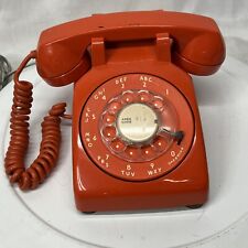 ITT Telephone VINTAGE Rotary Dial Desk Orange Complete Retro Groovy MCM 70s picture