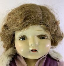 Composition Mama Doll Big 29” Vintage Baby w/ Tin Eyes Original Wig Unmarked picture