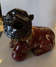 Large Vintage Chinese Glazed FooDragon Dog Maroon and Gold picture
