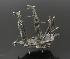 925 Sterling Silver - Vintage Shiny Sailing Ship Motif Table Trinket - TR2589 picture