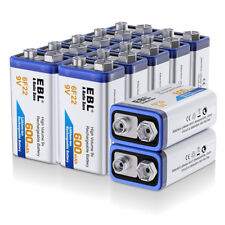 EBL 9V 600mAh Lithium NiMH Rechargeable Batteries 6F22 /9Volt Li-ion Battery Lot picture