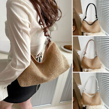 Handmade Braid Straw Bag Woven Tote Bag Fashion Shoulder Bag Womens Girls picture