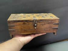 Old Antique Handmade Wooden Rich Patina Iron Fitted Multipurpose Storage Box picture